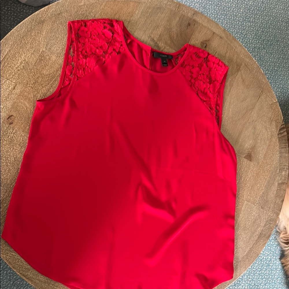 JCrew Red Lace Sleeveless Top